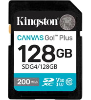 Kingston 128Gb Canvas Go Plus Sd Card  Up To 200Mb/S  Class 10, Uhs-I, U3, V30  Sdg4/128Gb