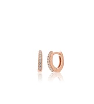 925 ayar Gümüş Zirkon Taşlı Rose kaplama 10 mm Halka küpe-Çocuk küpesi (STD)
