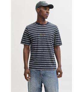 Jack & Jones JORNORREBRO Çizgili Erkek Tişört Bisiklet Yaka Kısa Kollu (Lacivert)