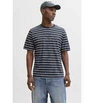 Jack & Jones JORNORREBRO Çizgili Erkek Tişört Bisiklet Yaka Kısa Kollu (Lacivert)