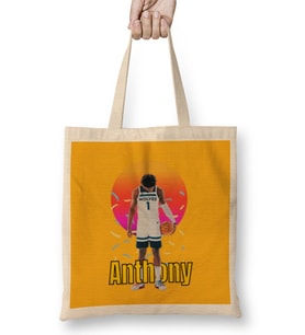 Anthony Edwards Vintage Art - Legend Basketball Gift Bez Çanta Uzun Saplı