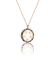 Gümüş Zirkon Taşlı Çember İçinde Beş Kalp Kolye (Rose)