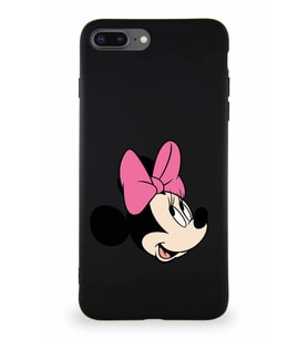 Apple iPhone 7 Plus Soft Premier Kapak Minnie Mouse-A Tasarımlı Silikon Kılıf - Siyah (Şeffaf)