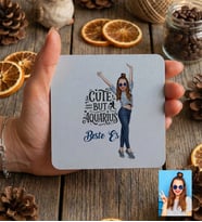 Kişiye Özel Karikatürlü Cute But Aquarius Kova Burcu Bardak Altlığı Doğum Günü Hediyesi