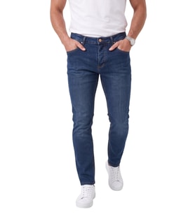 DeepSEA Erkek Slim Fit Likralı Taşlanmış Lacivert Kot Pantolon – Yumuşak Dokulu Esnek Dar Paça Jean 2602093