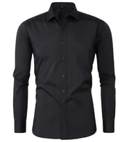 Erkek Slim Fitt Uzun Kol Likralı Gömlek 2390 BGL-ST04744 (Siyah)