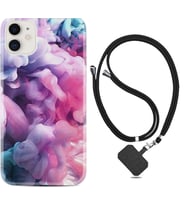 Apple iPhone 11 12 13 Mini Kılıf Boyun Askılı Silikon Pink Cloud 1305