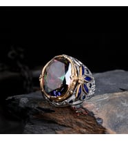 Senin Silver – Hatt-ı Zarafet 925  Özel Kesim El Yapımı Yüzük (Çok Renkli)