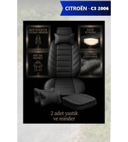 citron c3 2006 Koltuk ve Kılıf uyumlu Minder Siyah Yastık Lüks 2 Minder 2 Yastık