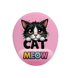 CAT Meow Desenli Bilek Destekli Kaymaz Buruşmaz Kırılmaz Mouse Pad