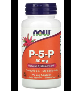 NOW P-5-P 50 mg with Coenzyme B-6 + Mg Bisglycinate, 90 Veg Capsul.Usa Menşei 3841 (Renksiz)