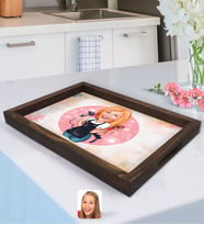 BK Gift Kişiye Özel Kadın Kuaför Karikatürlü Doğal Ahşap Tepsi-3