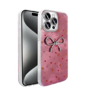 Apple iPhone 15 Pro Uyumlu Kılıf Kamera Korumalı Figürlü Zore Ponti Silikon Kapak (Açık Pembe)