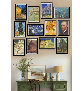 12 Parça Çerçeve Görünümlü Vincent Van Gogh Sanat Eserleri Mdf Tablo Seti (80x80 Cm)