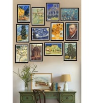 12 Parça Çerçeve Görünümlü Vincent Van Gogh Sanat Eserleri Mdf Tablo Seti (80x80 Cm)