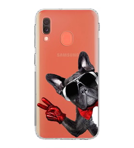 PrintiFy Galaxy A20e ile Uyumlu Köpek 2 Kamera Korumalı Şeffaf Kılıf