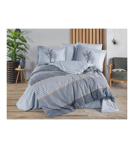 Çift Kişilik Poplin Nevresim Tanya İndigo