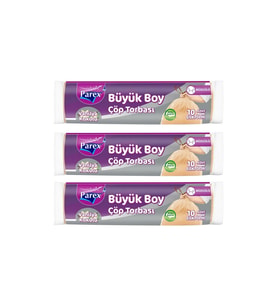 Büzgülü 10'lu Çöp Torbası Vanilya Kokulu Büyük Boy 65 x 70 cm Üçlü Paket