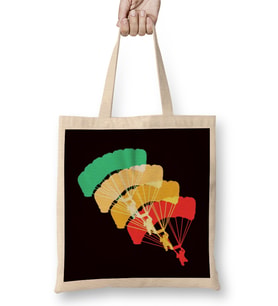 Retro Paragliding Vintage Paraglider Skydiving Parachute Bez Çanta Uzun Saplı
