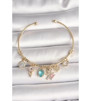 Pirinç Gold Renk Sallantı Zirkon Taşlı AYıcık Figür Kalp Detay Charm Kadın B - SSSSSS7942-3