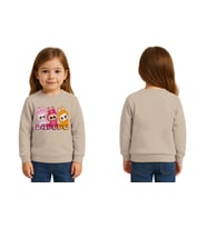 Unisex Labubu Baskılı Çocuk Swaetshirt 3 İplik Şardonlu (Taş)