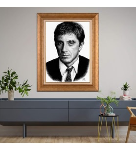Altın Varaklı  Çerçeveli Paspartulu Tablo nd1026 (Gold)