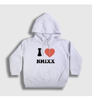 Presmono Unisex Çocuk Beyaz I Love Nmixx K Pop Kapüşonlu Sweatshirt 435501tt (Beyaz)