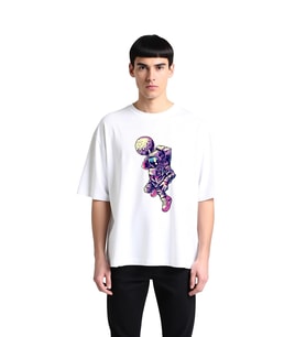 Retro Uzay Basketbol Konsepti Baskılı Erkek Oversize Tişört