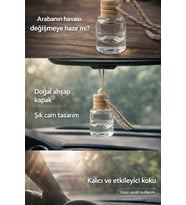 Kalıcı Asmalı Araç Kokusu Doğal Ahşap Kapaklı Şık Cam Şişe Oto Parfümü Uzun Süre Etkili Araba Kokusu