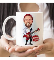 Kişiye Özel Gitarist Erkek Karikatürlü Kupa Bardak