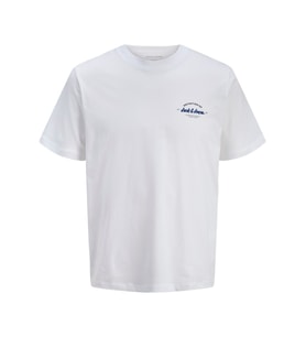 JACK JONES Erkek Pamuklu Bisiklet Yaka Tişört 12288113 (Beyaz)