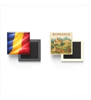 Buzdolap Magnetleri - Romanya Bayrağı ve Paper Cut Tema - 2'li Set Magneti