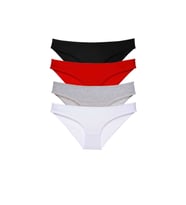 4 adet Süper Eko Set Likralı Kadın Slip Külot Siyah Kırmızı Gri Beyaz