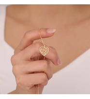 925 Ayar Gümüş Spiral Kalp Kolye (Gold)