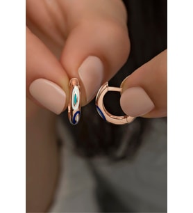 925 Ayar Gümüş 15 MM Rose Mineli Halka Küpe