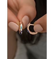 925 Ayar Gümüş 15 MM Rose Mineli Halka Küpe