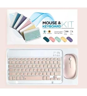ZR20Km Pembe Kablosuz Klavye Mouse Set
