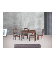 ALZANDO MASA VE ÇAPRAZ DÖŞEMELİ SANDALYE TAKIMI, CEVİZ CEVİZ, 125x80