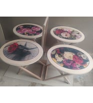 Zigon Çanta 18208 Klasik Oval Sehpa Model Çiçek Motifli HAM Kayın Nature Ei yapım