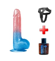 Lilitu Shop 19 cm Belden Bağlamalı Çift Renkli Realistik Vantuzlu Dildo Penis