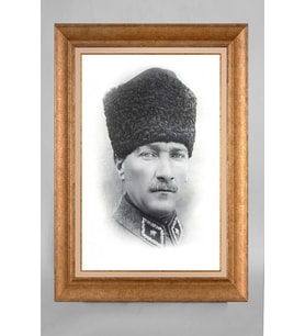 Altın Varaklı Paspartulu Çerçeveli Atatürk Tablo sd438