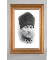Altın Varaklı Paspartulu Çerçeveli Atatürk Tablo sd438