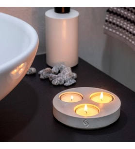 HESTIA ÜÇLÜ BETON TEALIGHT MUMLUK (Gri)