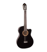 Valencia VC104TCEBK Elektro Klasik Gitar Cutaway (Siyah)  Kesik Kasa - Ekolayzırlı - Sap Çelikli