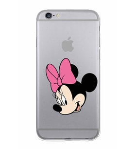 Apple iPhone 6S Plus Uyumlu Kamera Korumalı Tıpalı Kapak Minnie Mouse TasarımlıŞeffaf Kılıf