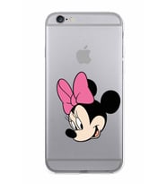 Apple iPhone 6S Plus Uyumlu Kamera Korumalı Tıpalı Kapak Minnie Mouse TasarımlıŞeffaf Kılıf