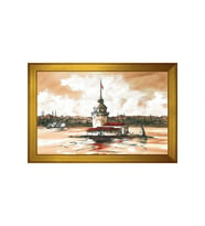Kız Kulesi Motifli Kanvas Tablo 50 x 70 cm Gold Çerçeve