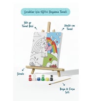 Unicorn Figürlü Çocuk Boyama Tuvali – Şövaleli Boya Seti 20x20