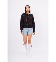 Peraluna CHERRY CARDIGAN Organik Pamuk Kadın Hırka - Siyah