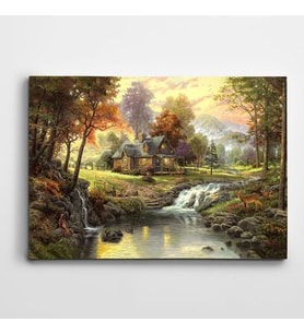 Manzara Nehir Kartpostal Kanvas Tablo
